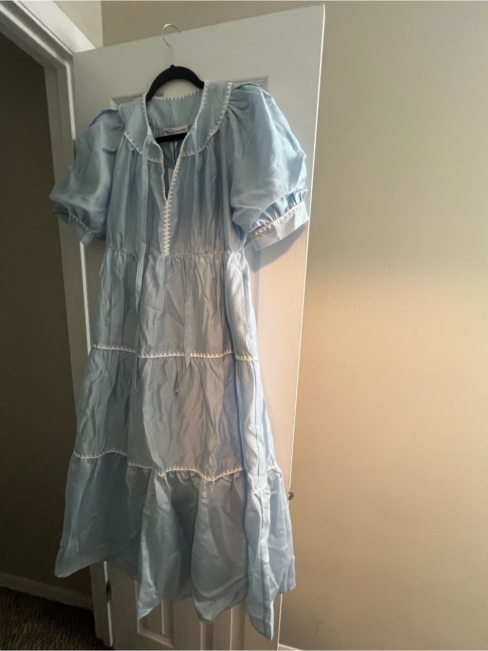 English Factory Light Blue Tiered Puff-Sleeve Girls Dress